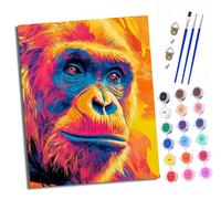 XXHXIE Peinture par Numéros pour Adulte Peinture par Numero pour et Adulte Gorille coloré DIY Acrylique Débutants Facile sur Toile Peintures et Pinceaux (Avec cadre)