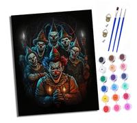 XXHXIE Peinture par Numéros pour Adulte Peinture par Numero pour et Adulte Portrait de groupe de clowns effrayants DIY Acrylique Débutants Facile sur Toile Peintures et Pinceaux (Avec cadre