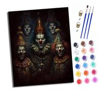 XXHXIE Peinture par Numéros pour Adulte Portrait de groupe de clowns effrayants DIY Peinture Acrylique pour Adultes débutants Facile sur Toile 40×50 cm avec peintures et pinceaux (Avec cadre)