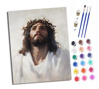 XXHXIE Peinture par Numéros pour Adulte Regarder vers Jésus DIY Peinture Acrylique pour Adultes débutants Facile sur Toile 40×50 cm avec peintures et pinceaux (sans Cadre)