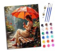 XXHXIE Peinture par Numéros pour Adulte Sit-in sous le parapluie rouge Kits de Peinture au Numéro avec pinceaux Peinture de Dessin de Pigment Acrylique Paint by Numbers pour Décoration de la Maison