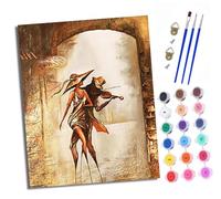 XXHXIE Peinture par Numéros pour Adultes Kit de Peinture à l'huile sur Toile par Numéro pour ou Débutants Duo de violons Archway Avec Pinceaux à Dessin 40 x 50 cm Avec cadre