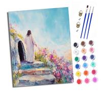 XXHXIE Peinture par Numéros pour Adultes Kit de Peinture à l'huile sur Toile par Numéro pour ou Débutants Bonne Espérance Jésus Avec Pinceaux à Dessin 40 x 50 cm Avec cadre