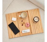 XXIKAXKDO Plateau pour accoudoir Plateau de Bras de canapé en Bambou avec boîte de Rangement Multicolore 18x13,2 Pouces(Wood Color)