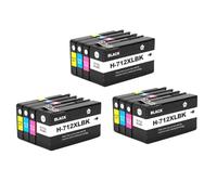 XXINGYULI Cartouche d'encre Compatible 712XL 3ED71A 3ED67A Compatible avec HP712 Compatible avec imprimantes à Jet d'encre DesignJet T210 T230 T250 T650 T630(12PCS 3Set)