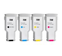 XXINGYULI Cartouche d'encre Compatible Compatible avec DesignJet T950 T850 HP738, Pigment 676M6A 676M7A 676M8A 498N8A, Impression Couleur de qualité(300ML - 738MBK C M Y)