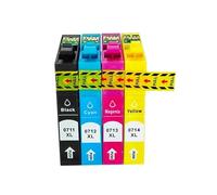 XXINGYULI Cartouches d'encre compatibles T0711 T0712 T0713 T0714 T0715, Compatible avec DX4000 DX4050 DX4400 DX5000 DX4450 DX5050 DX6000 DX6050 SX110 SX215(1SET(4PC))