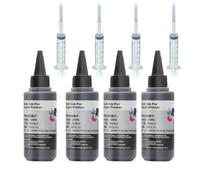 XXINGYULI Ensemble d'encre à Colorant Universelle de 100ml, 4 Couleurs BK CM Y, Compatible avec Les principales imprimantes à Jet d'encre Compatible avec Cartouches de réservoir(4pcs Dye-Black)