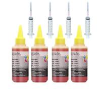 XXINGYULI Ensemble d'encre à Colorant Universelle de 100ml, 4 Couleurs BK CM Y, Compatible avec Les principales imprimantes à Jet d'encre Compatible avec Cartouches de réservoir(4pcs Dye-Yellow)