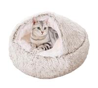 XXIUDEE Coussin en peluche en forme de donut pour chat et chiot - Lit pour chaton - Sac de couchage pour animal de compagnie - Lavable en machine - 60 cm - Café