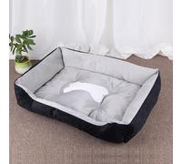 XXIUDEE Grand lit orthopédique pour chien, lit rectangulaire lavable anti-anxiété pour animal de compagnie, tapis de cage pour animal de compagnie, tapis de matelas avec fond antidérapant (noir, 60 x