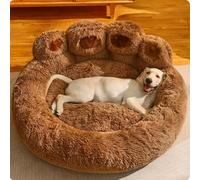 XXIUDEE Lit extra doux et moelleux pour animal de compagnie, lit pour chien et chat avec dessous antidérapant - Coussin moelleux anti-anxiété pour animal de compagnie (70 x 38 cm, café)