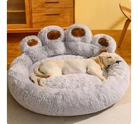 XXIUDEE Lit extra doux et moelleux pour animal de compagnie, lit pour chien et chat avec dessous antidérapant - Coussin moelleux anti-anxiété pour animal de compagnie (90 x 38 cm, gris)