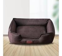 XXIUDEE Lit orthopédique lavable pour chien et chat de taille moyenne avec housse amovible - Toutes saisons - Antidérapant - Pour chiot et chat (70 x 58 x 18 cm, café)