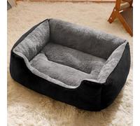 XXIUDEE Lit orthopédique pour chien de taille M, coussin anti-anxiété, carré doux et chaud avec fond antidérapant, pour chaton et chiot (60 x 45 x 15 cm, noir)