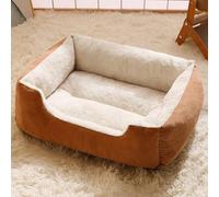 XXIUDEE Lit pour Chien Moyen, Lits Canapés Orthopédiques pour Chien, Coussin Oreiller Anti-Anxiété pour Animaux, Niche Carrée Douce et Chaude avec Fond Antidérapant pour Chaton et Chiot (50 x 40 x 15