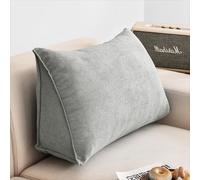XXIUDEE Traversin triangulaire à positionnement du dossier, coussin de soutien lombaire, coussin de lecture, coussin de chevet, housse amovible pour livre, jeux vidéo (70 x 35 x 20 cm, gris)