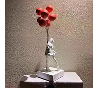XXIXXV Luxueux Ballon Fille Statues Banksy Ballons Volants Fille Art Sculpture résine Artisanat décoration de la Maison Cadeau de noël 57 cm Rojo