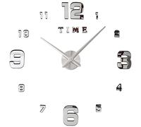 XXL 3D ALU. Horloge murale miroir moderne do130cm argent sur Eva Pena