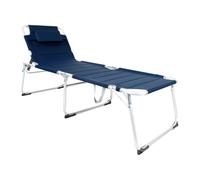 XXL Aluminium Chaise longue de jardin bleu foncé rembourrée L200xL70cm