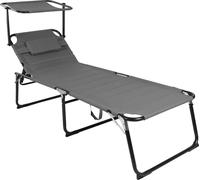 XXL Aluminium Chaise longue de jardin réglable avec toit L200xL70cm