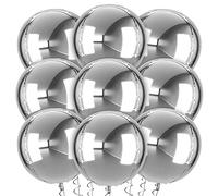 XXL Ballons Argentés, 9 pièces Ballons Argentés, Ballons géants de 22 pouces à Aluminium Argentés 4D, Ballons Helium Argentés pour Mariages, Anniversaires, Fêtes, Baby Shower