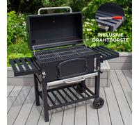 XXL Barbecue au charbon de bois BBQ Fumoir Chariot Barbecue Charbon Fumoir avec couvercle