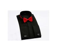 (XXL,black)Strap-on Collar, Long-sleeve, Tuxedo Shirt