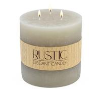XXL Bougie 3 mèches ronde 12 x 12 cm non parfumée - beige sable - Grande bougie à tige avec 65 heures de combustion