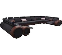 XXL Canapé Grand coin Canapé en cuir Coin Garniture Paysage Coussin Salon Forme U