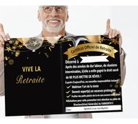 XXL Carte Retraite+bagde retaite,Cadeau Retraite Femme Homme,Certificat Officiel de Retraite - Humour & Blagues, Idéal pour Fête de Départ,Décoration Retraite,Vive La Retraite,Carte Depart Collegue
