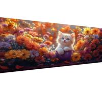 XXL Diamond Painting Fleurs 90x180cm, Chat Peinture Diamant Adulte 5D Kit Complet, DIY Broderie Diamant Cristal Débutant, Point de Croix Activité Manuelle Relaxation, Déco Murale, Idée Cadeau Y1-479