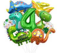 Xxl Dino Birthday Decoration, 4 Years Dinosaur Balloon Helium, Dinosaur Birthday Decoration Boy, Dinosaur Balloons, Number 4 Balloon For Dinosaur Jurassic Jungle Party Kids Birthday