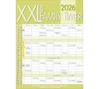 XXL Family Timer 8 2026: Familienplaner mit 8 breiten Spalten. Hochwertiger Familienkalender mit Ferienterminen, extra Spalte, Vorschau bis März 2027 und nützlichen Zusatzinformationen.