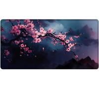 XXL Gaming Mouse Mat 800 x 400 mm,Plum Blossom Design Gaming Mouse Mat at Night Special Surface for Increased Accuracy and Speed,Non-Slip Rubber Base