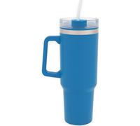XXL Gobelet isolant 1,2L en acier inoxydable avec paille Gobelet thermique Gobelet à boisson Gobelet à café Bouteille à boire Gobelet de camping, couleur:bleu