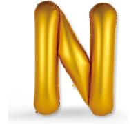 Xxl Gold Letter N Balloon 100 Cm For Helium Inflation - Shiny Elegance For Your Birthday Parties