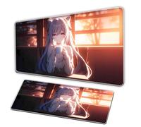 XXL Grand tapis de souris, carved clear girl animation keyboard pad, anime mousepad XXL rubber anti-skid base smooth surface - suitable for home office mousepad cat ear carved clear girl (80×40c'm)