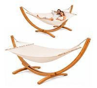 XXL Hamac avec Support en Bois 325 cm - Set Extérieur pour 2 Personnes 150 kg