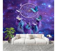 XXL HD Amovible Papier Peint Photo 3d Fantastique Univers Attrape-RêVes Intissé Décoration Papier Peint 200x140 cm Violet Facile à Installer Raccordement sans Couture Amovible Fresque Murale