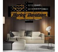 XXL Impression sur Toile 5 Parties Moderne Tableau X-Large Motor Harley Davidson Cycles Tableaux Deco-100x50cm[459]