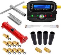 XXL Kit d'installation satellite avec affichage numérique + dénudeur + clé de montage + 8 fiches F plaquées or +2 connecteurs + 4 douilles en caoutchouc de protection contre les intempéries