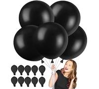 XXL Latex Ballon Noir, 36 Pouces (90cm), 10 Pièces Grands Ballons Ronds Gonflables Géants Pour Anniversaire, Mariage, Halloween, Noël, Evénements Fête Décorations