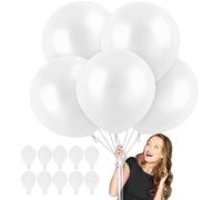 XXL Latex Ballons Blancs,36 Pouces Grand Ballon 90cm,10 Pièces Blancs Grand Ballons Ronds,Gonflable Géants Ballons pour Anniversaire,Mariage,Halloween,Noël, Evénements Fête Décorations