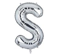 XXL Lettre S Argentés Ballon Géants Hélium Mylar Alphabet Ballons Anniversaire Fête Prénatale Mariage Décoration 100cm Argent S