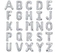 XXL Lettre T Argentés Ballon Géants Hélium Mylar Alphabet Ballons Anniversaire Fête Prénatale Mariage Décoration 100cm Argent T