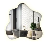 XXL Miroir LED avec Éclairage 77,3x76,6 cm Bords Polis sans Cadre pour Salle de Bain Salon Chambre Entrée Maquillage Déco Intérieur Organique Lumière Neutre Irrégulier Style Industriel Forme Ondulée
