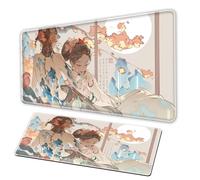XXL MousePad Folding Support Flower Full Dress Girl Bureau Pad PC Keyboard Desk Pad Anti Slip Rubber Base Home Office DeskPad Game Keyboard Pad (31.4×11.8in)