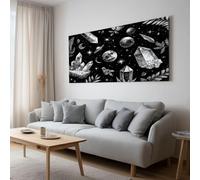 XXL Panorama Tableau sur Toile avec Cadre Céleste Éléments Planètes Cristal, Photo Peinture Décoration Murale - Affiches Art Salon Bureau Hôtel 140x70 cm