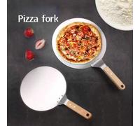 XXL Pelle à pizza en acier inoxydable avec manche en bois, Spatule à pizza en acier inoxydable, Pelle à pizza ronde en métal, Grande palette à pizza, Convient pour la pizza maison, la cuisson du pain 